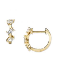 Franz Diamond Multi-Cut Small Huggie Hoop Earrings (3/8 ct. t.w.) in 14k Gold, 0.5"