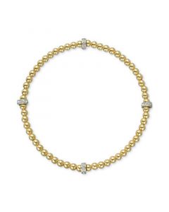 Diamond Accent Rondelle Bead Stretch Bracelet in 14k Two-Tone Gold