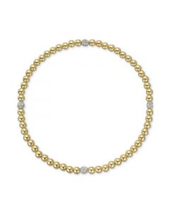 Diamond Accent Bead Link Bracelet in 14k Gold & White Gold