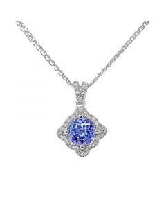 Tanzanite (3/4 ct. t.w.) & Diamond (1/8 ct. t.w.) Pendant Necklace in 14K White Gold, 16" + 2" extender