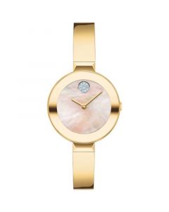 Women's Bold Bangles Swiss Quartz Ionic Plated Gold-Tone Steel Watch 28mm