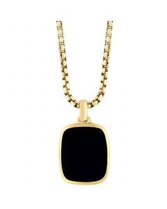 EFFY® Men's Onyx Dog Tag 22" Pendant Necklace in 14k Gold-Plated Sterling Silver