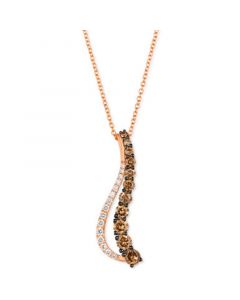 Chocolatier® Chocolate Diamond (3/4 ct. t.w.) & Vanilla Diamond (1/5 ct. t.w.) Double Swirl 18" Pendant Necklace in 14k Rose Gold