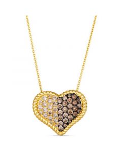 Ombré® Chocolate Ombré Diamond Heart Cluster Pendant Necklace (7/8 ct. t.w.) in 14k Gold, 18" + 2" extender in 14k Gold