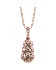 Chocolate Diamond (3/8 ct. t.w.) & Nude Diamond (1/5 ct. t.w.) Graduated 18" Pendant Necklace in 14k Rose Gold