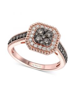 Chocolate Diamond (5/8 ct. t.w.) & Nude Diamond (1/5 ct. t.w.) Halo Ring in 14k Rose Gold