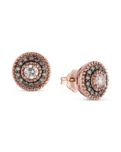 Chocolate Diamond (1/5 ct. t.w.) & Nude Diamond (1/4 ct. t.w.) Halo Stud Earrings in 14k Rose Gold