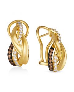 Chocolate Diamond (1/4 ct. t.w.) & Nude Diamond (3/8 ct. t.w.) Crossover Drop Earrings in 14k Gold