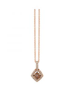 Chocolate Diamond (1/3 ct. t.w.) & Nude Diamond (1/4 ct. t.w.) Geometric Halo 18" Pendant Necklace in 14k Rose Gold