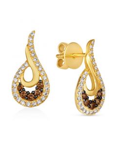 Chocolate Diamond (1/4 ct. t.w.) & Nude Diamond (1/3 ct. t.w.) Swirl Drop Earrings in 14k Gold