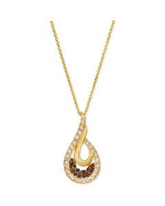 Chocolate Diamond (1/6 ct. t.w.) & Nude Diamond (1/4 ct. t.w.) Swirl Pendant Necklace in 14k Gold, 18" + 2" extender