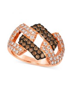 Chocolate Diamond & Nude Diamond Chain Link Statement Ring (1-1/10 ct. t.w.) in 14k Rose Gold