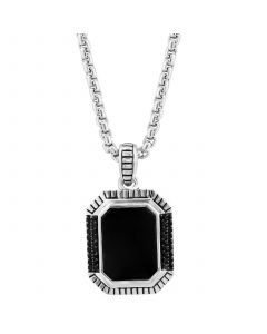 EFFY® Men's Onyx & Black Spinel 22" Pendant Necklace in Sterling Silver