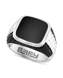 EFFY® Men's Onyx & Black Spinel Two-Tone Ring in Sterling Silver & Black Rhodium-Plate