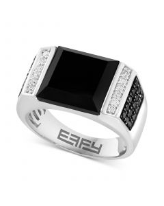 EFFY® Men's Onyx & Diamond (5/8 ct. t.w.) Ring in 14k White Gold