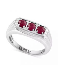 EFFY® Men's Ruby Three Stone Ring (1 ct. t.w.) in Sterling Silver (Also in Sapphire)