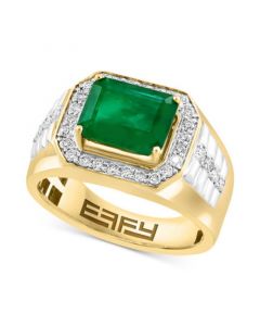 EFFY® Limited Edition Men's Emerald (3 ct. t.w.) & Diamond (1/2 ct. t.w.) Ring in 14k Gold