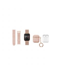 Unisex Rose Gold-Tone Mesh Interchangeable Strap Smartwatch 34.3mm Gift Set