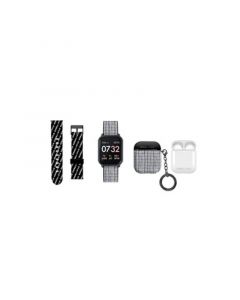 Unisex Black Interchangeable Strap Smartwatch 34.3mm Gift Set