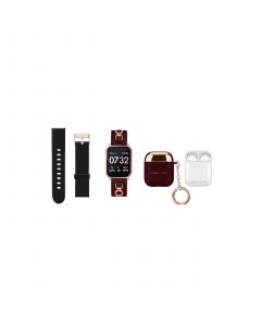 Unisex Burgundy Interchangeable Strap Smartwatch 34.3mm Gift Set