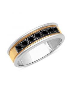 Men's Black Sapphire Band (3/4 ct. t.w.) in Sterling Silver & 18k Gold-Plate