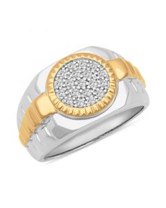 Men's Diamond Circle Cluster Ring (1/3 ct. t.w.) in Sterling Silver & 18k Gold-Plate