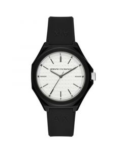 Men's Three-Hand Quartz Black Silicone Watch 40mm