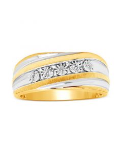 Men's Diamond Two-Tone Swirl Ring (1/10 ct. t.w.) in Sterling Silver & 18k Gold-Plate