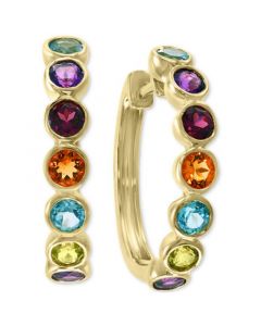 EFFY® Multi-Gemstone Small Hoop Earrings (1-3/4 ct. t.w.) in 14k Gold-Plated Sterling Silver, 0.83"