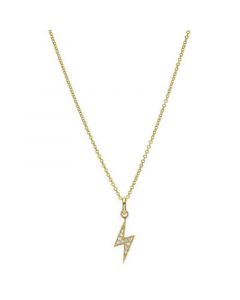 Diamond Lightning Bolt Pendant Necklace (1/10 ct. t.w.) in 14k Gold, 16" + 2" extender