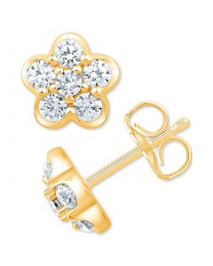 Diamond Flower Cluster Stud Earrings (1/2 ct. t.w.) in 14k Gold