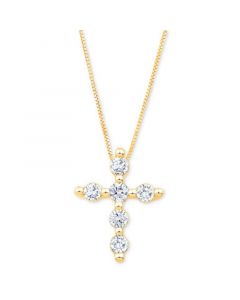 Diamond Cross 18" Pendant Necklace (1/5 ct. t.w.) in 14k Yellow Gold