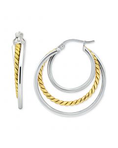 Triple Small Hoop Earrings in Sterling Silver & 18k Gold-Plate, 1", Created for Macy's