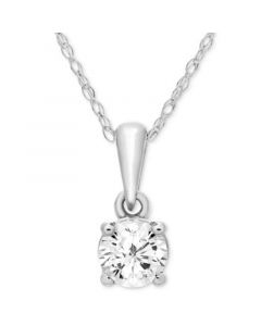 Diamond Solitaire 18" Pendant Necklace (1/3 ct. t.w.) in 14k Gold