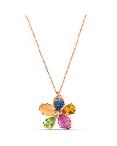 Ombré® Multi-Gemstone (2-7/8 ct. t.w.) & Diamond Accent Flower Pendant Necklace in 14k Rose Gold, 18" + 2" extender