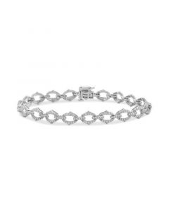 Diamond Oval Link Bracelet (2 ct. t.w.) in 10k White Gold