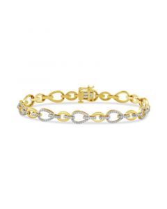 Diamond Open Pear Link Bracelet (1 ct. t.w.) in 14k Gold-Plated Sterling Silver