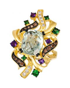 Multi-Gemstone (5-1/3 ct. t.w.) & Diamond (3/8 ct. t.w.) Swirling Cluster Statement Ring in 14k Gold