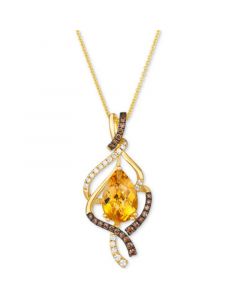 Cinnamon Citrine (2-5/8 ct. t.w.) & Diamond (3/8 ct. t.w.) Swirl Pendant Necklace in 14k Gold, 18" + 2" extender