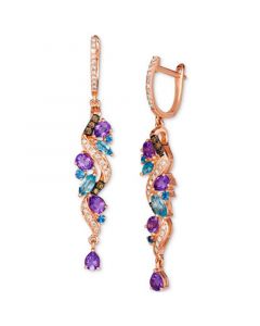 Multi-Gemstone (1-5/8 ct. t.w.) & Diamond (3/8 ct. t.w.) Drop Earrings in 14k Rose Gold