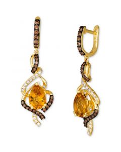 Cinnamon Citrine (2 ct. t.w.) & Diamond (3/4 ct. t.w.) Drop Earrings in 14k Gold