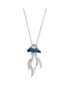 Ombré® Multi-Gemstone (3/8 ct. t.w.) & Nude Diamond (1/4 ct. t.w.) Jellyfish Pendant Necklace in 14k White Gold, 18" + 2" extender