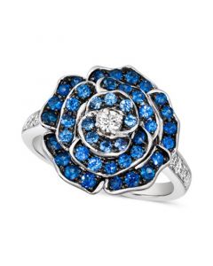 Denim Ombré (7/8 ct. t.w.) & Nude Diamond (1/4 ct. t.w.) Flower Ring in 14k White Gold