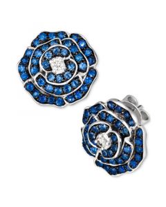 Denim Ombré (1-1/2 ct. t.w.) & Nude Diamond (1/10 ct. t.w.) Flower Stud Earrings in 14k White Gold