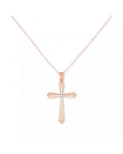 Crystal Cross 18" Pendant Necklace in 10k Gold