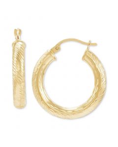 Textured Small Hoop Earrings in 14k Gold, 1"