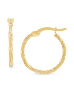 Twisted Textured Small Round Hoop Earrings in 14k Gold, 3/4"