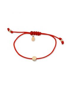 Diamond Accent Red Cord Fortune Bolo Bracelet in 14K Gold