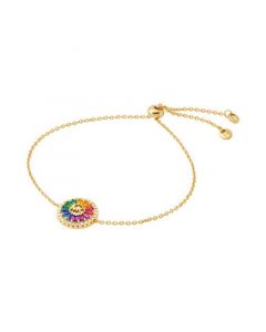 14K Gold-Plated Sterling Silver Rainbow Tapered Baguette and Pave Slider Bracelet