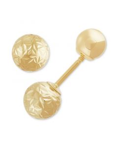 Polished & Textured Front & Back Stud Earrings in 14k Gold, Created for Macy's